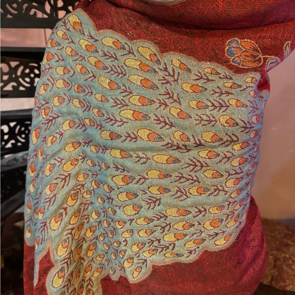 COPY - Vintage style peacock pashmina shawl